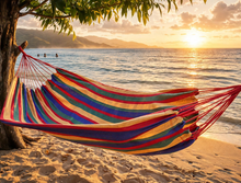 Load image into Gallery viewer, Striped Canvas Hammock — Backyard, Camping & Beach